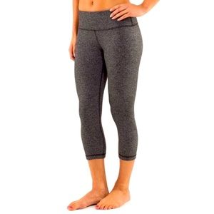 🌺Lululemon Wunder Under Herringbone Crop Black/Black (4)